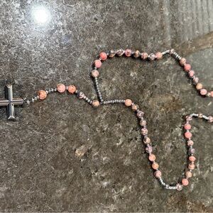 Beaded Rosary Necklace with Cross